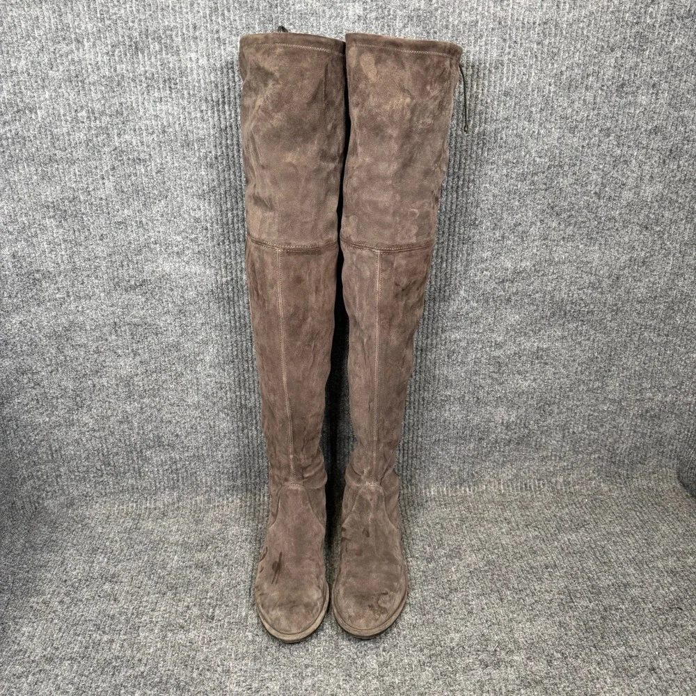 Stuart Weitzman Over Knee Boots Womens 8M Taupe Suede OTK Designer Discoloration